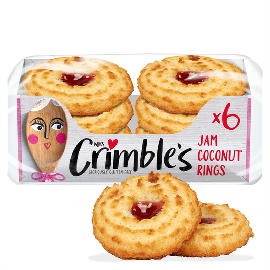 Mrs Crimbles Gluten Free Big Jam Coconut Rings x6