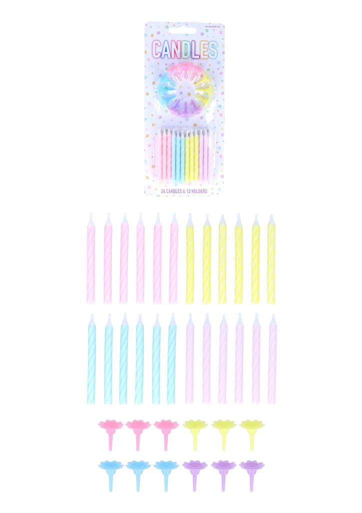 Birthday Candles x24 Pastel