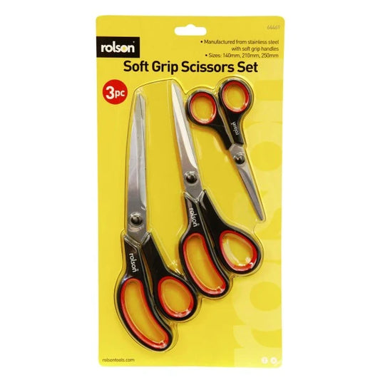 Rolson Soft Grip Scissors 3 Piece Set
