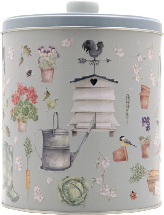 Embossed Garden & Beehive Round Filled Biscuit Tin 300g