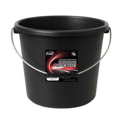 Flow 10L Plastic Bucket Black