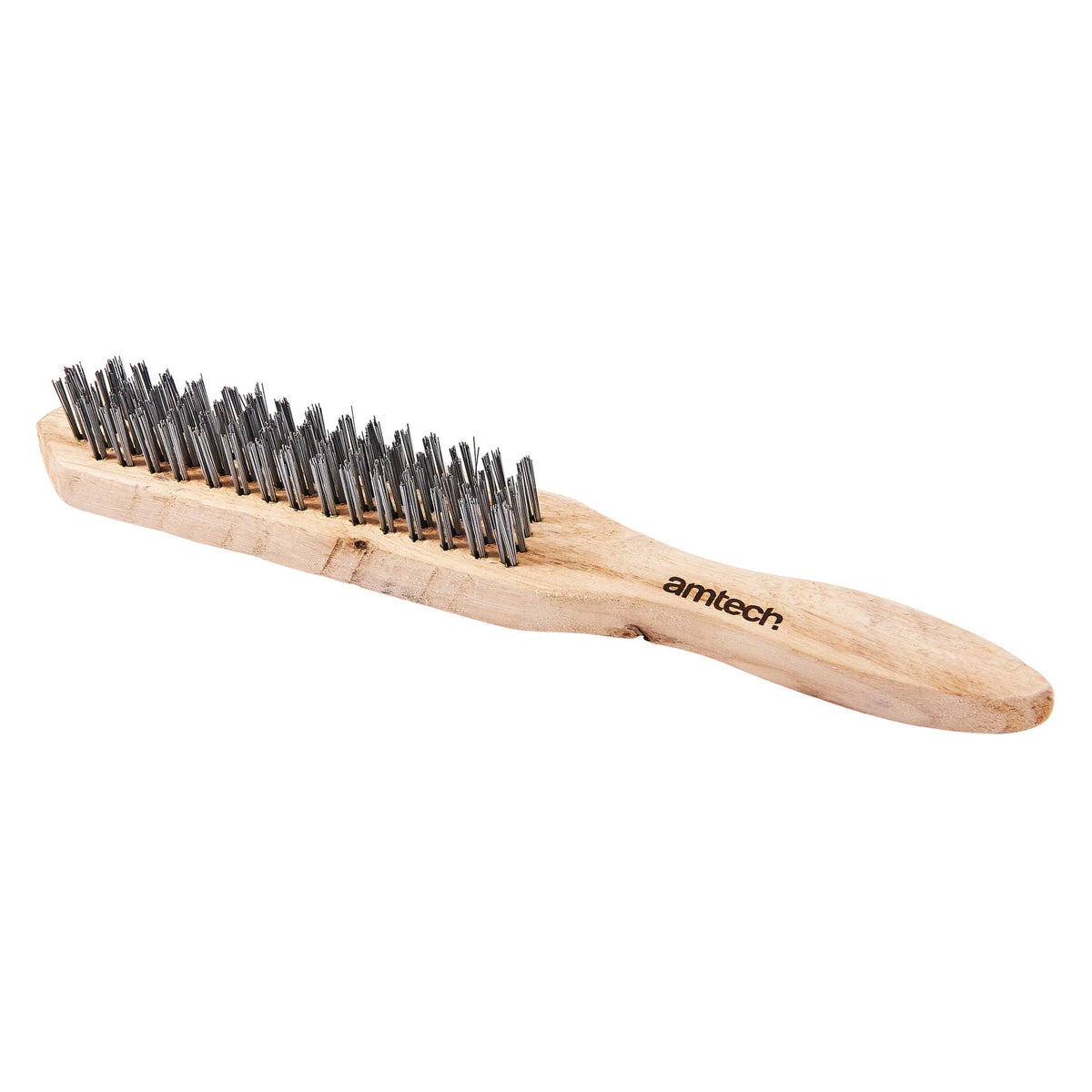 Amtech 4 Row Wire Brush Wooden Handle