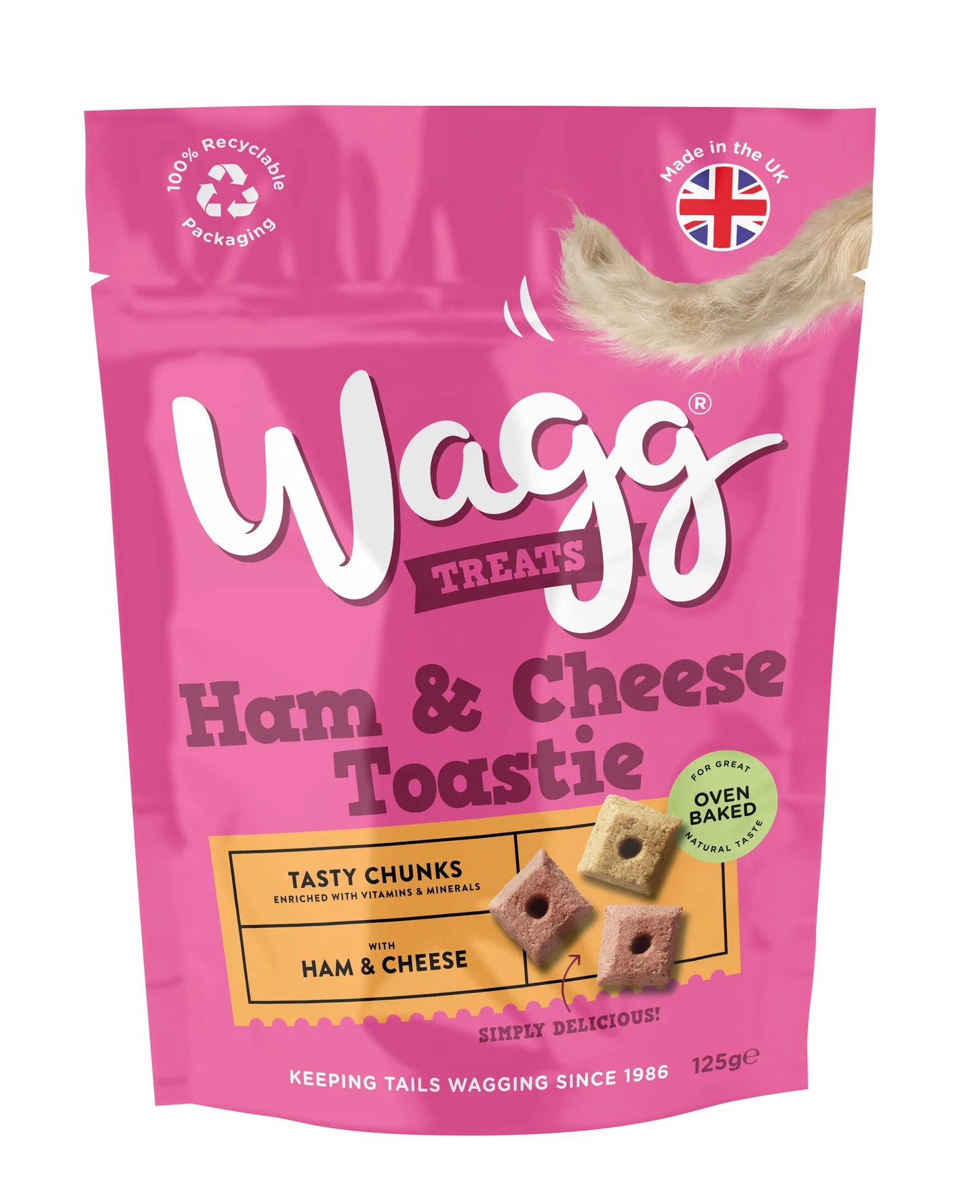Ham & Cheese Toasties Tasty Chucks 125g, Wagg