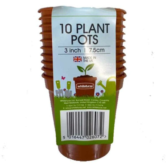 Whitefurze 10 x3inch plastic plant pots