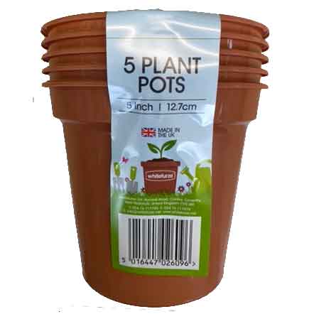 Whitefurze 5 x5in plastic plant pots