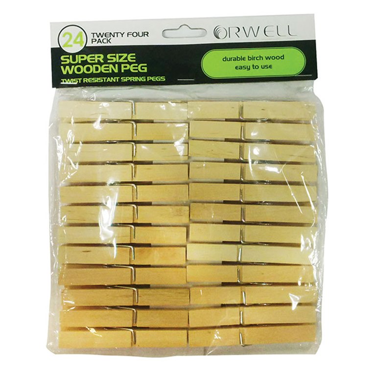 Orwell, Super Size Wooden Pegs 24pk