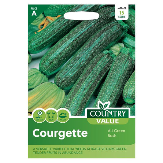 All Green Bush Courgette Seeds, Country Value