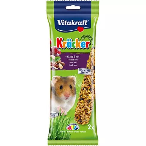 Vitakraft Kracker Hamster Grape & Nut Bar x2 112g