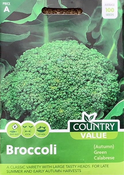 (Autumn) Green Calabrese Broccoli Seeds, Country Value