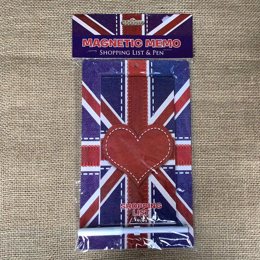 Union Flag Magnetic Memo Shopping List & Pen