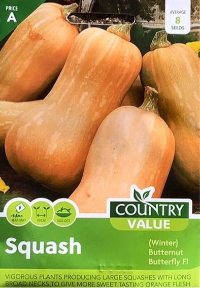 Squash Butternut Butterfly F1 Seeds, Country Value