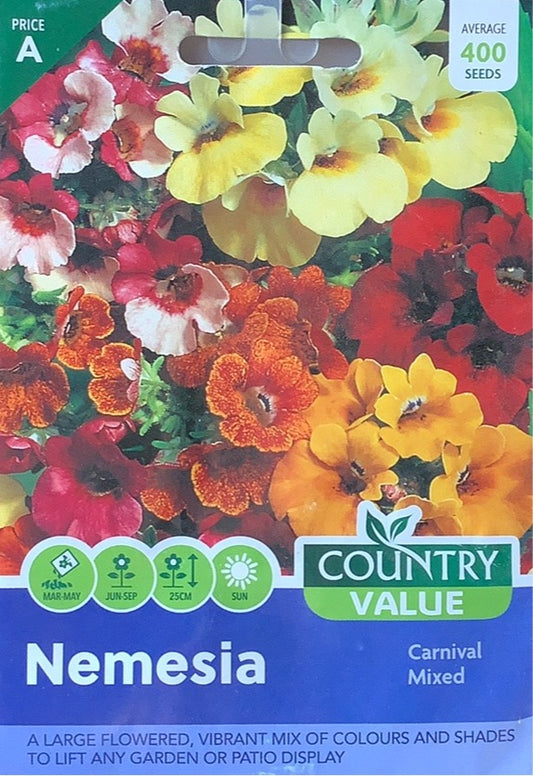 Nemesia Seeds, Carnival mixed. Country Value
