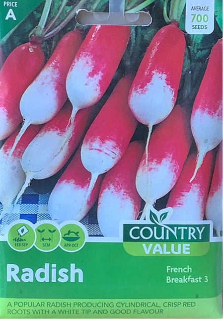 French Breakfast 3 Radish Seeds, Country Value