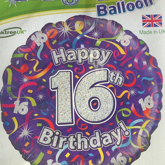 Happy 16th Birthday Foil Helium Balloon
