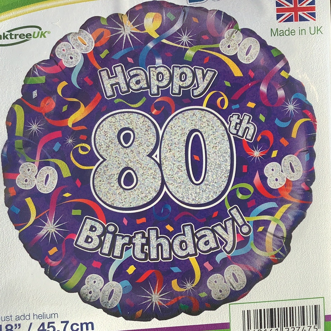 Happy 80th Birthday Foil Helium Balloon