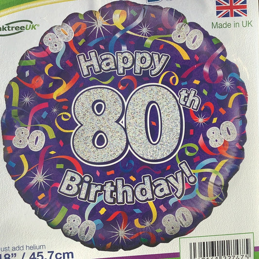 Happy 80th Birthday Foil Helium Balloon