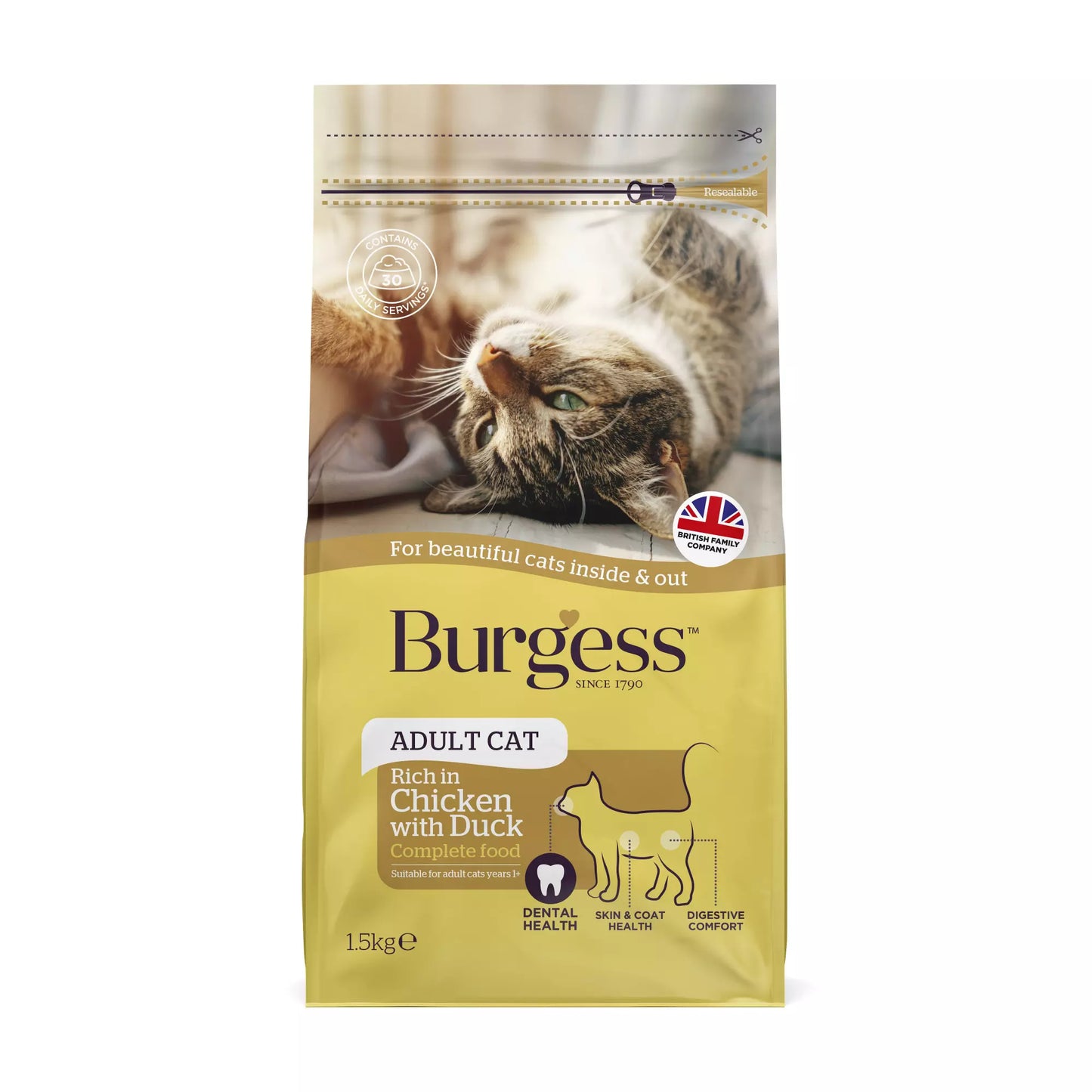 Burgess Adult Chicken & Duck Cat Food 1.5kg
