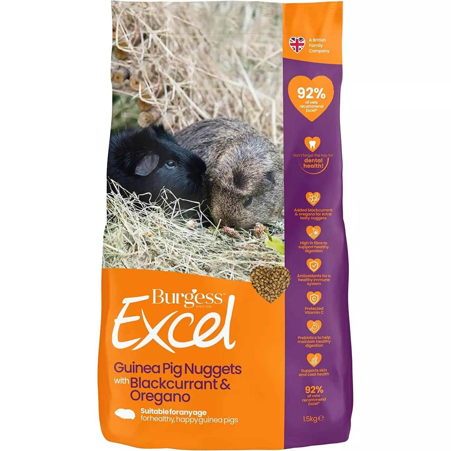 Burgess Excel Guinea Pig Nuggets with Blackcurrant & Oregano 1.5kg