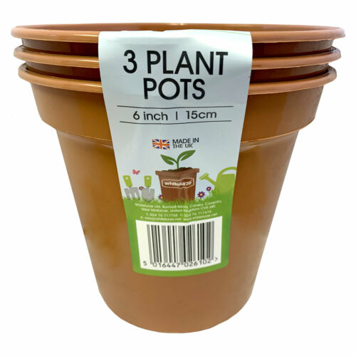 Whitefurze 3 x 6inch plastic plant pots